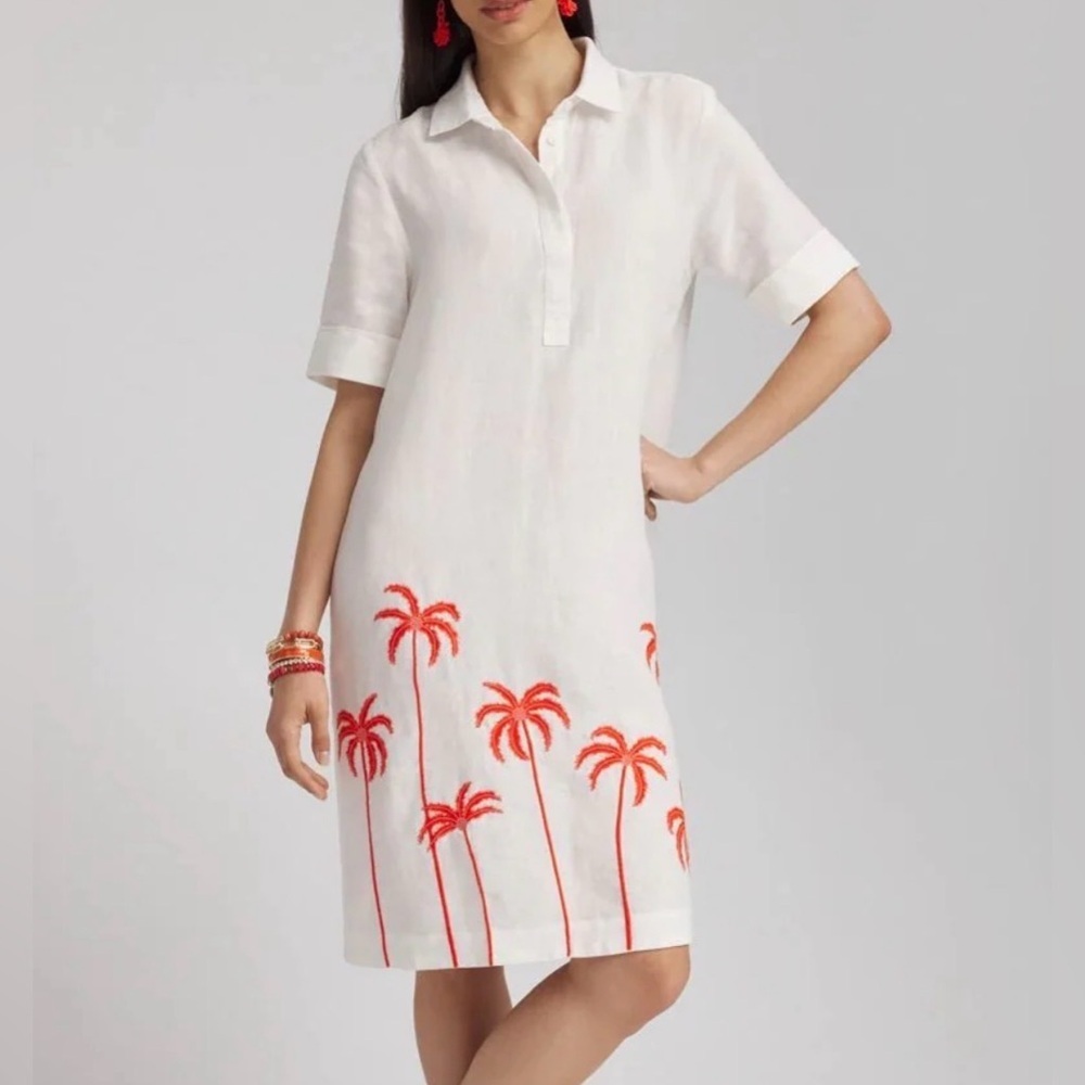 Chico's Linen Embroidered Palms Dress.